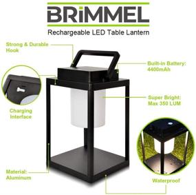 img 2 attached to 💡 BRIMMEL LED Portable Table Lamp: Versatile, Waterproof, Cordless with USB Port for Outdoor and Nightstand Use - 35W 3000K Lantern, Hand Light in Aluminum, Black