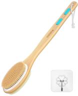 🚿 metene dual-sided shower brush: soft and stiff bristles, exfoliating skin, wet/dry brushing, long wooden handle for easy body cleansing logo