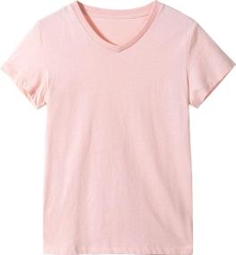 img 2 attached to 👕 UNACOO Boys' Cotton Short Sleeve V Neck T Shirt: Stylish and Comfortable Boys' Clothing - Tops, Tees & Shirts
