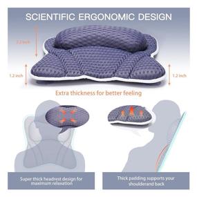 img 4 attached to Подушка для ванны CielClair: ультра толстая эргономичная подголовник для ванны, темно-синяя - поддерживает шею, плечи и спину, 6 противоскользящих присосок
