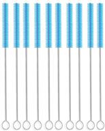 10-piece set of blue long straw brushes - nylon pipe tube cleaners 10-inch x 2/5-inch logo