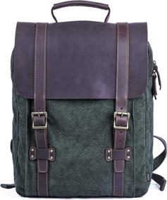 img 4 attached to Gootium Leather Canvas Backpack Rucksack Backpacks
