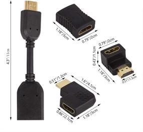 img 3 attached to 🔌 YuCool 9 Pack HDMI Angled Adapter Set - 90°/270° Vertical Flat, Male to Female Converter, HDMI Extender & Female to Female Adapter, Gold Plated