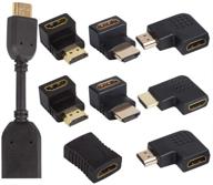 🔌 yucool 9 pack hdmi angled adapter set - 90°/270° vertical flat, male to female converter, hdmi extender & female to female adapter, gold plated logo