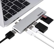 high-performance usb c hub for macbook pro 2018-2016 & air 2018 | 7 ports, 100w pd, 5gbps data, 4k hdmi | itopor silvery logo