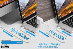 img 2 attached to High-Performance USB C Hub for MacBook Pro 2018-2016 & Air 2018 | 7 Ports, 100W PD, 5Gbps Data, 4K HDMI | Itopor Silvery