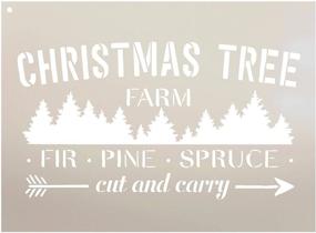 img 1 attached to StudioR12 Christmas Tree Farm Stencil - Fir Pine Spruce Arrow Design - Reusable Mylar Template 🎄 for Wood Sign Crafts - Vintage Winter Holiday Home Decor - Rustic DIY Seasonal Country Farmhouse (Select Size)