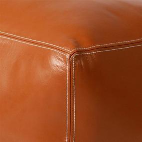 img 2 attached to 🪑 Magus Designs Authentic Tan Leather Square Unfilled Moroccan Pouf Ottoman, Footrest 17.7" x 17.7" - Square Floor Cushion Footrest for Living Room, Bedroom, and Office