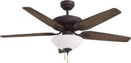 🔅 inlight 52 inch indoor ceiling fan: classic elegance with 2 lights, pull chain control, frosted glass bowl, oil-rubbed bronze reversible motor low profile design, 5 blades, in-0701-2-bz логотип