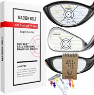 optimize your golf swing with madson golf club impact tape labels | training aids + face stickers + variable height tees + setup measuring tape + practice journal (eagle - 300 labels, for right-handed golfers) logo