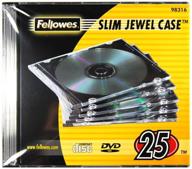 📀 fellowes 98316 тонкие коробки neato 25 шт, прозрачные, черные логотип