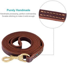 img 1 attached to 🐾 Premium Genuine Leather Dog Leash Leads Rope for Training/Walking Large/Medium/Small Dogs - FAIRWIN Brown 6FT/5FT