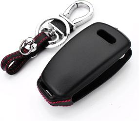 img 2 attached to 🔑 Кожаный чехол для брелока RoyalFox Genuine Leather Key Fob Case для Audi Folding Flip Key, Audi A1 A3 Q3 Q7 TT S3 R8 Car Remote Pouch с кольцами для ключей и держателем для брелока - металлический черный