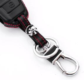 img 1 attached to 🔑 Кожаный чехол для брелока RoyalFox Genuine Leather Key Fob Case для Audi Folding Flip Key, Audi A1 A3 Q3 Q7 TT S3 R8 Car Remote Pouch с кольцами для ключей и держателем для брелока - металлический черный