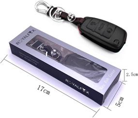 img 3 attached to 🔑 Кожаный чехол для брелока RoyalFox Genuine Leather Key Fob Case для Audi Folding Flip Key, Audi A1 A3 Q3 Q7 TT S3 R8 Car Remote Pouch с кольцами для ключей и держателем для брелока - металлический черный