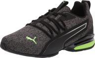 puma axelion running black green glare men's shoes logo