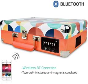 img 2 attached to 🎶 DIGITNOW Проигрыватель виниловых пластинок, сумка-переноска с Bluetooth, FM-радио, USB-порт, слот для SD-карты и конвертер в MP3