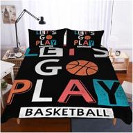 🏀 twin size basketball bedding set - 3d sports basketball duvet cover set with 2 pieces (1 duvet cover + 1 pillowcase) - basketball bedspread for kids logo