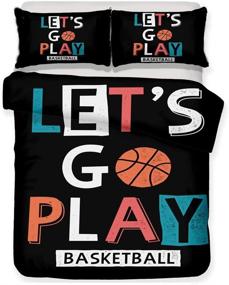 img 3 attached to 🏀 Twin Size Basketball Bedding Set - 3D Sports Basketball Duvet Cover Set with 2 Pieces (1 Duvet Cover + 1 Pillowcase) - Basketball Bedspread for Kids