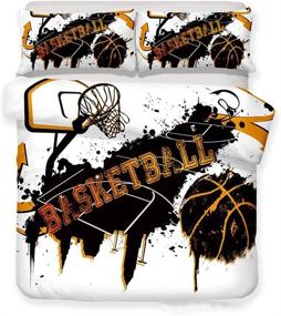 img 1 attached to 🏀 Twin Size Basketball Bedding Set - 3D Sports Basketball Duvet Cover Set with 2 Pieces (1 Duvet Cover + 1 Pillowcase) - Basketball Bedspread for Kids