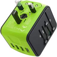 🌍 jmfone universal travel adapter: worldwide all-in-one power adapter for 160 countries - 2.4a 4 usb - green logo