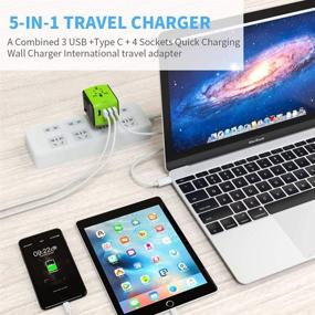 img 2 attached to 🌍 JMFONE Universal Travel Adapter: Worldwide All-in-One Power Adapter for 160 Countries - 2.4A 4 USB - Green