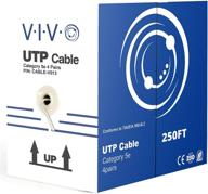 🔌 vivo серый 250футовый кабель ethernet cat5e, 24 awg, плечевая коробка utp, провод cca, внутреннее использование, сетевые установки - cable-v013 логотип