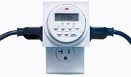 🕒 efficient chicago pneumatic fba_95205 digital timer for lights & lamps: programmable with dual 110v 15 amp outlets in sleek silver design logo