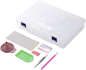 img 4 attached to 💎 Diamond Bead Storage Containers: 70-Piece Clear Plastic Organiser with Lid for Nail Art, Rhinestone Jewelry, DIY Diamond Cross Stitch Tools, and Small Accessories