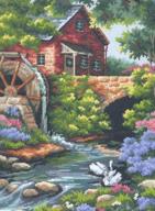 🏰 dimensions old mill cottage needlepoint kit: expertly crafted 12'' w x 16'' h logo