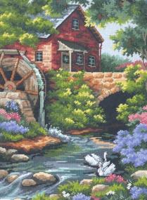 img 2 attached to 🏰 Dimensions Old Mill Cottage Needlepoint Kit: Expertly Crafted 12'' W x 16'' H