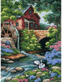 img 1 attached to 🏰 Dimensions Old Mill Cottage Needlepoint Kit: Expertly Crafted 12'' W x 16'' H