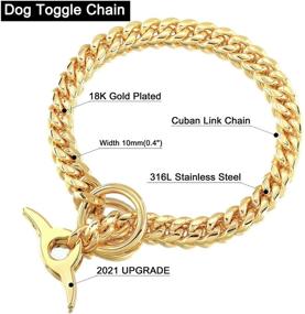 img 2 attached to NIKPET 18K Cuban Link Chain Dog Choke Collar: Heavy Duty, Adjustable, Chew Proof Training Walking Collar for Pitbulls & German Shepherds