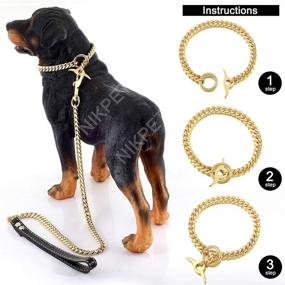 img 1 attached to NIKPET 18K Cuban Link Chain Dog Choke Collar: Heavy Duty, Adjustable, Chew Proof Training Walking Collar for Pitbulls & German Shepherds