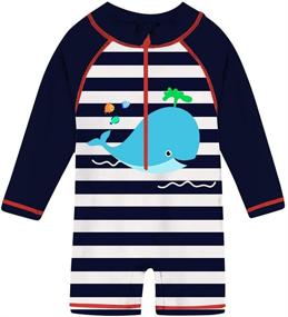 img 4 attached to 👶 TUPOMAS Baby Toddler Swimsuit: UPF 50+ Rashguard Swimwear for Boys and Girls, Long Sleeve One-Piece Bathing Suits (6-36 Months)