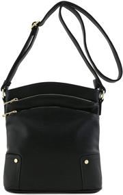 img 3 attached to Triple Pocket Large Crossbody: Sleek Black Women's Handbags & Wallets with Crossbody Bags