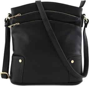 img 4 attached to Triple Pocket Large Crossbody: Sleek Black Women's Handbags & Wallets with Crossbody Bags