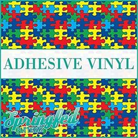 img 4 attached to 🧩 AUTISM Puzzle Pattern Craft Vinyl: Enhance Projects with 3 Sheets of 6x6 Autism-Print Vinyl for Vinyl Cutters FBA