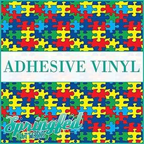 img 1 attached to 🧩 AUTISM Puzzle Pattern Craft Vinyl: Enhance Projects with 3 Sheets of 6x6 Autism-Print Vinyl for Vinyl Cutters FBA