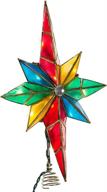 🌟 exquisite kurt adler capiz bethlehem star treetop - multicolored with gem center, 10-light logo