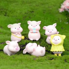 img 3 attached to 🐷 12-Piece Pink Pig Figure Animal Toy Set for Cake Toppers, Micro Landscape Decor, Fairy Garden Miniatures, Piggy Figurines Collection Playset - Ideal for Christmas Birthday Gifts and Desk Decorations