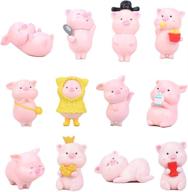 🐷 12-piece pink pig figure animal toy set for cake toppers, micro landscape decor, fairy garden miniatures, piggy figurines collection playset - ideal for christmas birthday gifts and desk decorations логотип