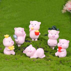 img 2 attached to 🐷 12-Piece Pink Pig Figure Animal Toy Set for Cake Toppers, Micro Landscape Decor, Fairy Garden Miniatures, Piggy Figurines Collection Playset - Ideal for Christmas Birthday Gifts and Desk Decorations