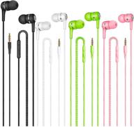 🎧 premium wired earphones with microphone - 4 pack, in-ear headphones for iphone and android, noise cancelling, enhanced bass, volume control, compatible with ipad - universal 3.5 mm interface logo