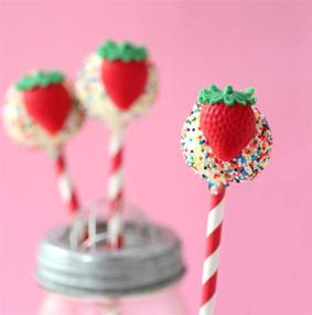 img 1 attached to 100-Pack Red, Pink, Lime Green, and White Strawberry Shortcake Theme Polka Dot and Striped Paper Straws, 7.75 Inches – Outside the Box Papers