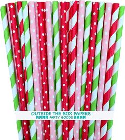 img 4 attached to 100-Pack Red, Pink, Lime Green, and White Strawberry Shortcake Theme Polka Dot and Striped Paper Straws, 7.75 Inches – Outside the Box Papers