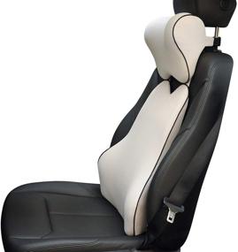 img 4 attached to Dreamer Car Thick Back Support Lumbar Support and Neck Pillow 🚗 Kit: Ultimate Driving Fatigue Relief with Memory Foam Ergonomic Cushioning - Gray