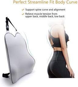 img 2 attached to Dreamer Car Thick Back Support Lumbar Support and Neck Pillow 🚗 Kit: Ultimate Driving Fatigue Relief with Memory Foam Ergonomic Cushioning - Gray