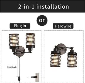 img 1 attached to 💡 Luxurious Vintage Wall Sconces: 2-Light Plug-in Fixtures for Dimmable, Industrial Indulgence - Rustic Indoor Lighting for Living Room, Bedroom, Bathroom