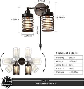 img 2 attached to 💡 Luxurious Vintage Wall Sconces: 2-Light Plug-in Fixtures for Dimmable, Industrial Indulgence - Rustic Indoor Lighting for Living Room, Bedroom, Bathroom